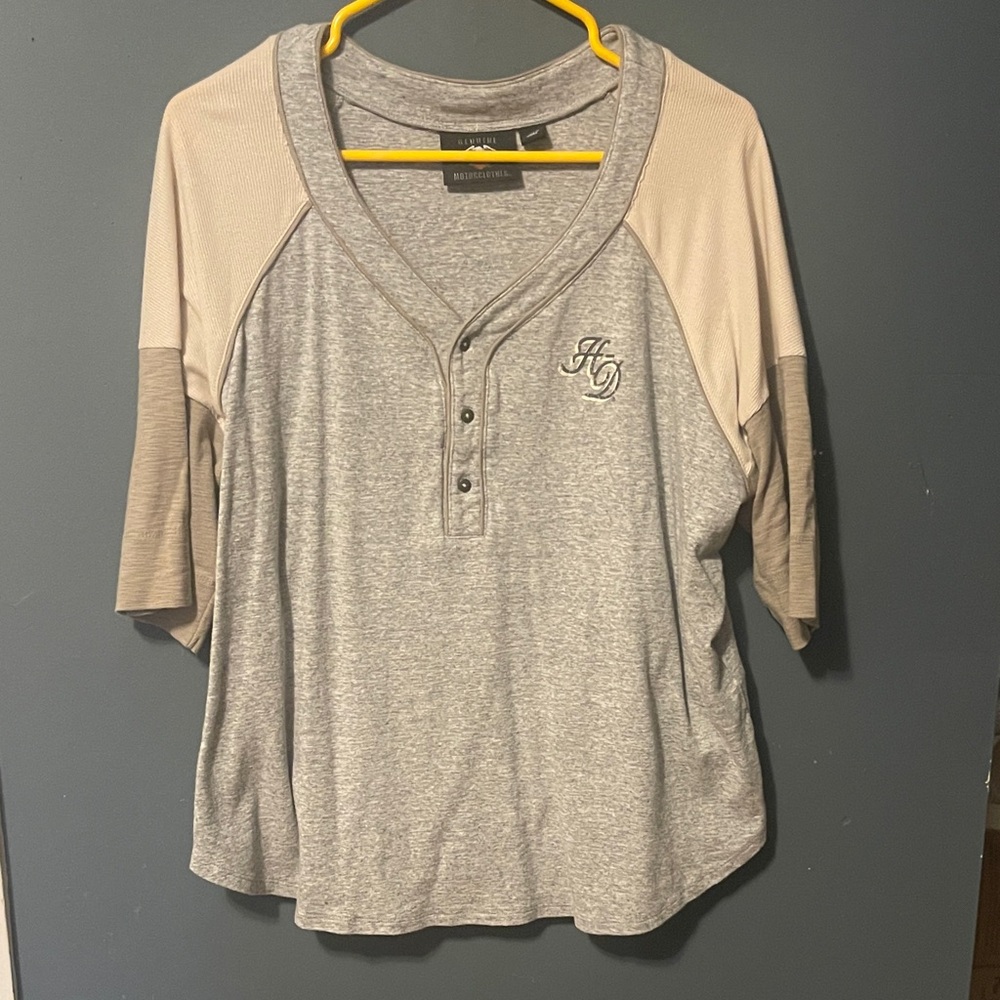 Harley-Davidson Gray and Cream Women's Jersey Top